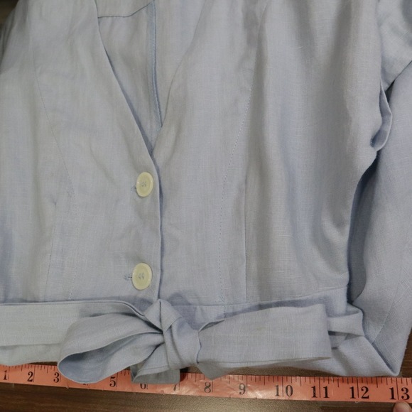 Olivaceous Linen Day Dress Womens S‎ Blue Bohemian Coastal Grandma Cottagecore - Picture 15 of 16